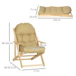Relaxstol Vilstol Brun av Bokträ och Linnelook för Vardagsrum Hopfällbar Stoppad Stol 71 x 89 x 96 cm