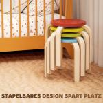 Set med 4 Staplingspallar med Fotkuddar i Filt, Björkplywood och Lackad Finish