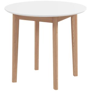 Matbord Runt Köksbord Vit av Massivt Trä för Vardagsrum och Kök Lantlig Stil för 2 Personer Pelarbord Ø 75 x 76 cm