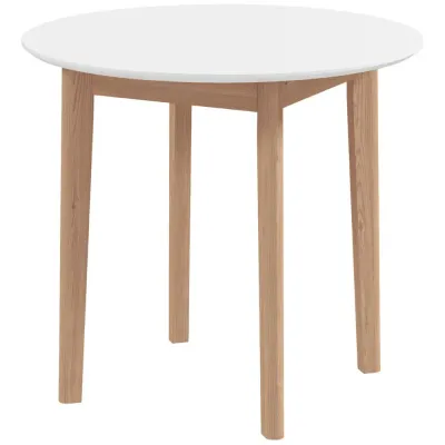 Matbord Runt Köksbord Vit av Massivt Trä Lantlig 75 x 76 cm