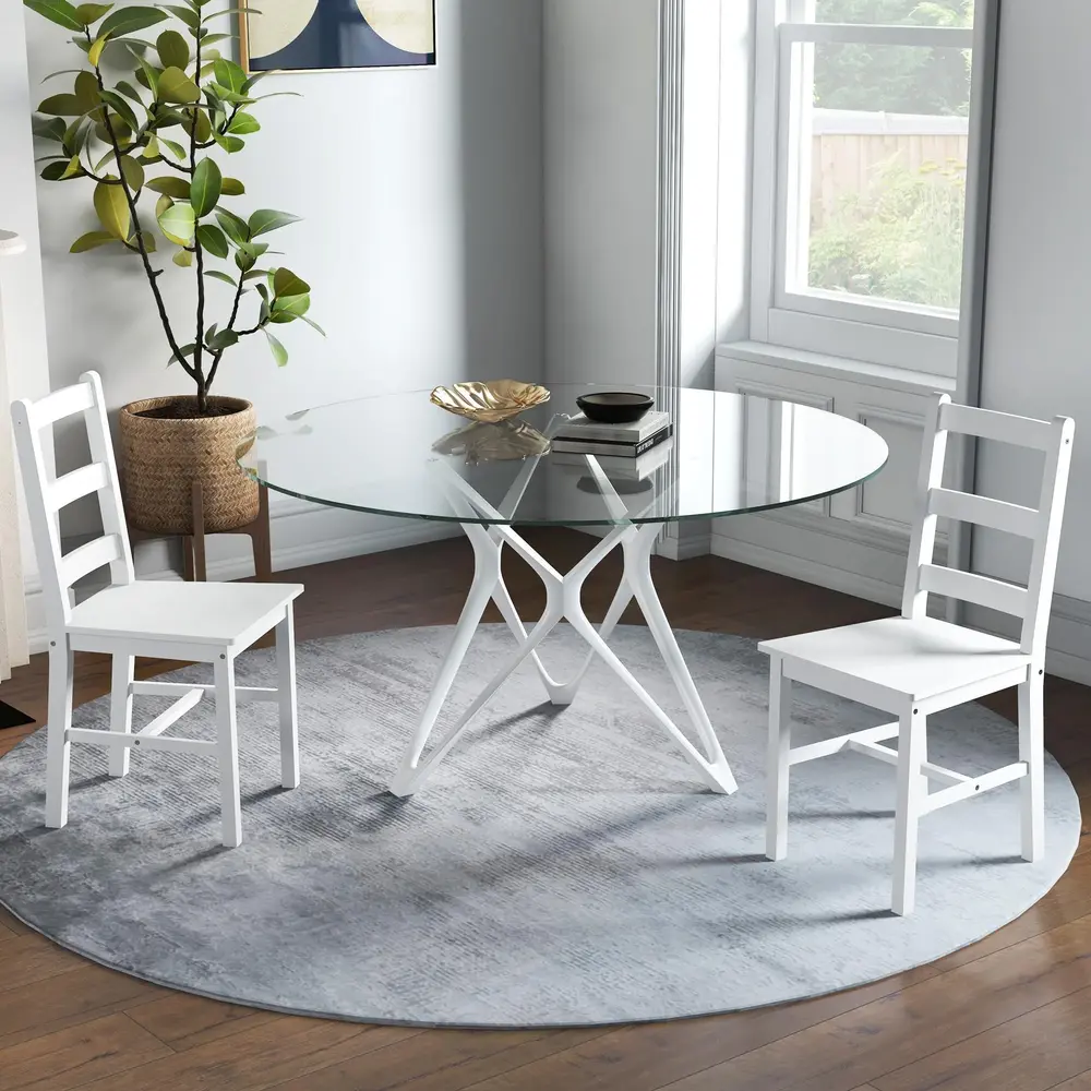 Set 2 Köksstolar med Ribbat Ryggstöd 41,5 x 46 x 90 cm