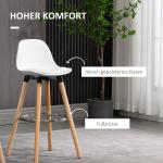 Barstolar Köksstolar Set om 2 Vit av Konstläder och Metall för Matsal och Kök Barstol med Fotstöd Modern Design 38,5 x 42,5 x 91 cm