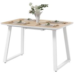 Matbord Köksbord Ek av Stål och Trä för Kök och Matsal Utdragbart Bord för 4-6 Personer 120-160 x 80 x 76 cm