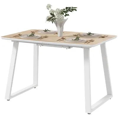 Matbord Ek av Stål och Trä 120-160 x 80 x 76 cm
