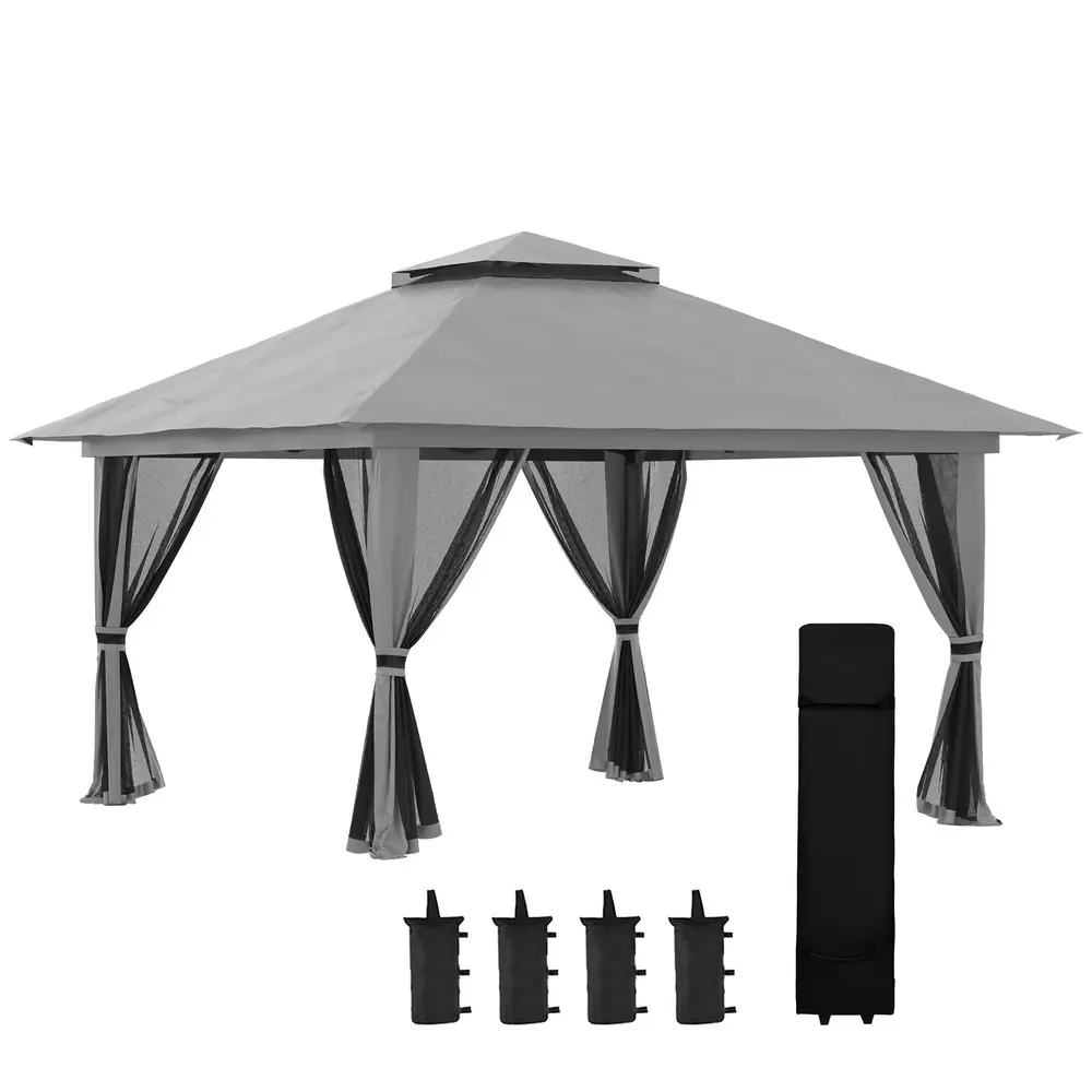 Hopfällbar Pop-Up Paviljong Stort Partytält 4 x 4 M