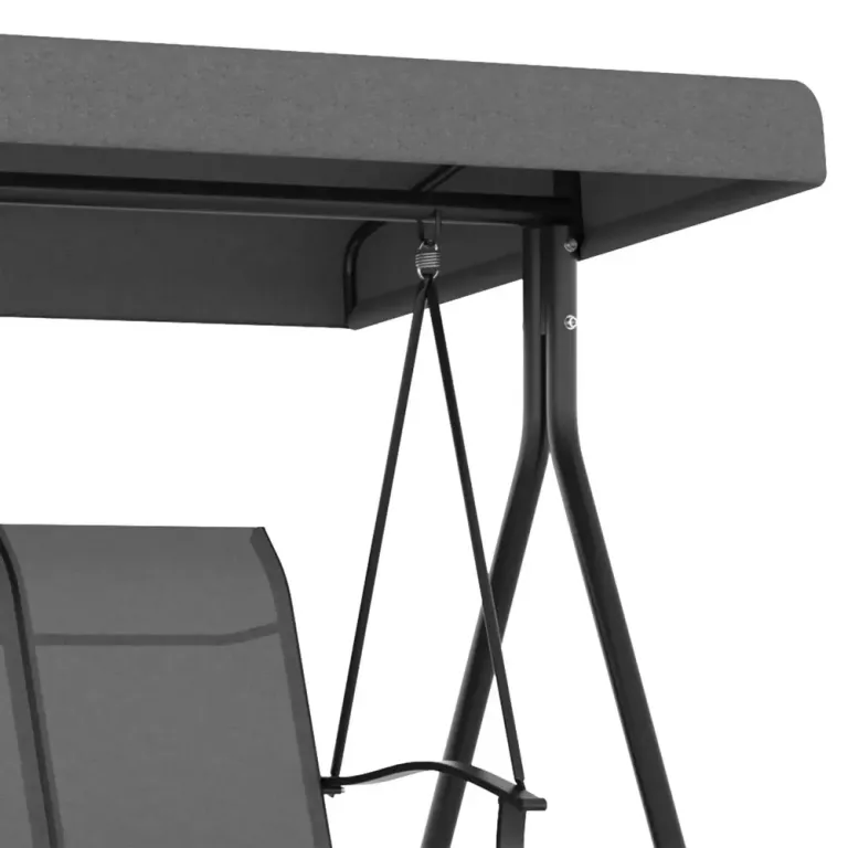 Hammock för Trädgård 3-Sits med Justerbart Tak, Mörkgrå