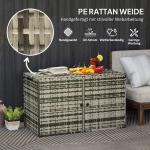 Kuddbox 350 L, 2-Nivå Rattanförvaringslåda med Lock, Lyftstänger och Bärhandtag, Blandad Grå, 118x57x69 cm