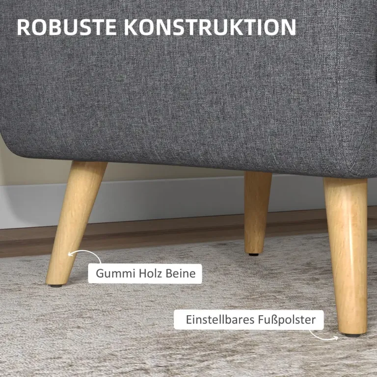 Accentstol i Skandinavisk Knäppt Klädsel Natur + Ljusgrå