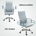 Kontorsstol Skrivbordsstol Ergonomisk Ljusgrå av Konstläder för Kontor Höj- och Sänkbar Snurrstol med Vippfunktion och Armstöd