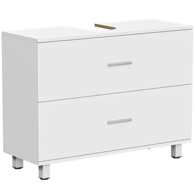 Tvättställsskåp Vit MDF Underskåp 2 Lådor 80 x 30 x 60 cm