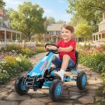 Trampbil Go-kart Blå Metall och Plast för Barn 3-8 År Trampfordon med Justerbar Sits och Handbroms Säker och Rolig Lek
