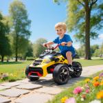Elbil för Barn med Reverse Dreirad Design och Batteridrift samt MP3 och Tuta Hållbar och Säker Gul Plast 2 Hastigheter 3-8 År
