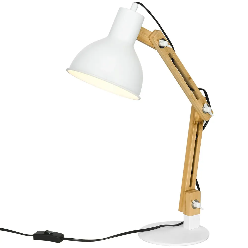 Skrivbordslampa Bordslampa Vit Natur av Bambu och Metall