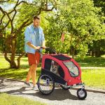 Hundvagn Cykelvagn 2 i 1 Jogger Röd Svart Oxford Tyg för Hundar och Husdjur Hopfällbar med Regnskydd 155 X 83 X 108 Cm