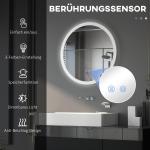 Badrumsspegel Väggspegel Silver av Glas och Metall för Modernt Badrum Belyst med 3 Ljusfärger Touchbrytare Anti-Dimma Funktion Ø 70 cm