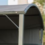 Grillpaviljong BBQ-Paviljong med Flamskyddstak 2 Hyllor Polyester för Trädgård och Terrass Svart 218 X 138 X 216 Cm