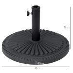 Rund Parasollfot i Cement, Stabilt Paraplystativ för Trädgårdsparasoll, Passar Stångdiameter 35-48 mm, Svart, 49 cm, 14 kg
