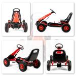 Trampbil Go-kart Röd Metall och Plast för Barn 3-8 År Trampfordon med Justerbar Sits och Handbroms Säker och Rolig Lek