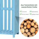 Redskapsbod med Vedförråd, Rymligt Trädgårdsskåp i Granträ med 3 Hyllor, Väderbeständigt Asfalttak för Verktyg och Ved, Himmelsblå, 130 x 54,5 x 180 cm