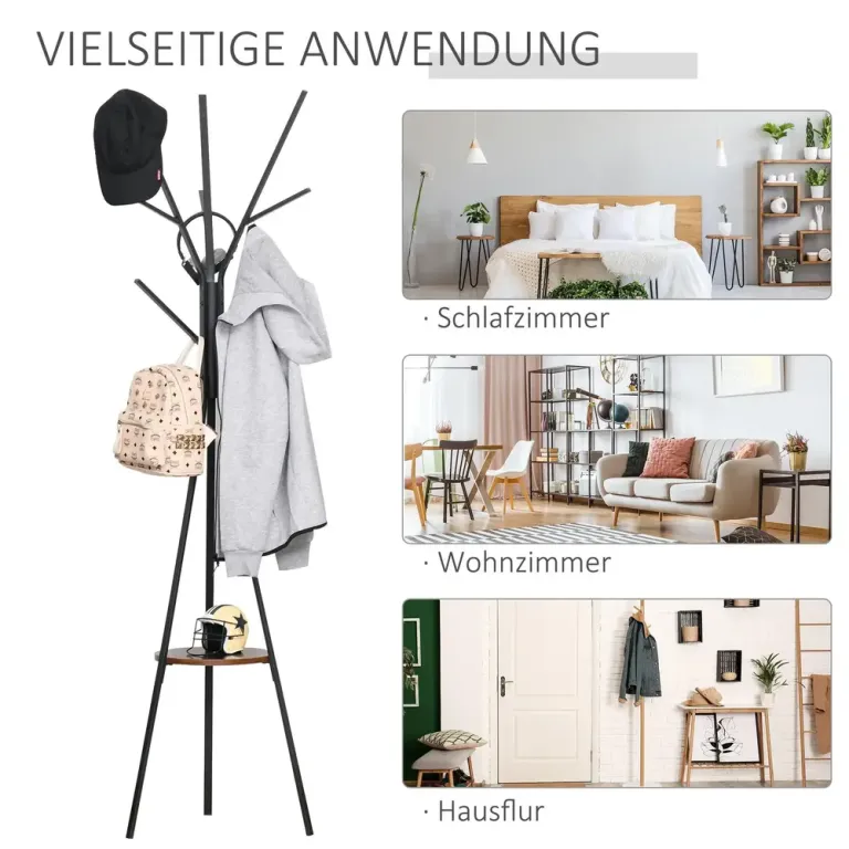 Klädhängare i Scandi Design 7 Klädkrokar Svart + Brun