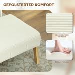 Stoppad Pall med Mjuk Sittdyna och Manchesterlook, Träben, Krämvit