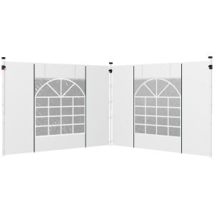 Paviljonggardiner 2-pack med Fönster och Dörrar för Trädgårdspaviljong Hållbar och Vattenavvisande Vit Tyg för 3 x 3 m