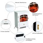 Elektrisk Kamin med LED-Eld Fristående Värmare 2 Effektlägen Mysig Stämning utan Rök Vit 41,5 X 28 X 54,8 Cm 950/1850 W