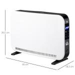 Värmefläkt med LED-Ljus, Elektrisk Kamin med Timer och 3 Värmelägen, Skapar Mysig Stämning, Vit, 60 x 18,5 x 39,5 cm, 2180 W