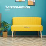 2-Sitsig Soffa i Gult Tyg, Modern Loungesoffa med Träben, Färgglad Inredningsdetalj för Vardagsrum, Gul, 117 x 56,5 x 77 cm