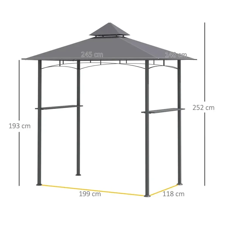 Grillpaviljong med Brandhämmande Tak 245 x 148 x 252 cm
