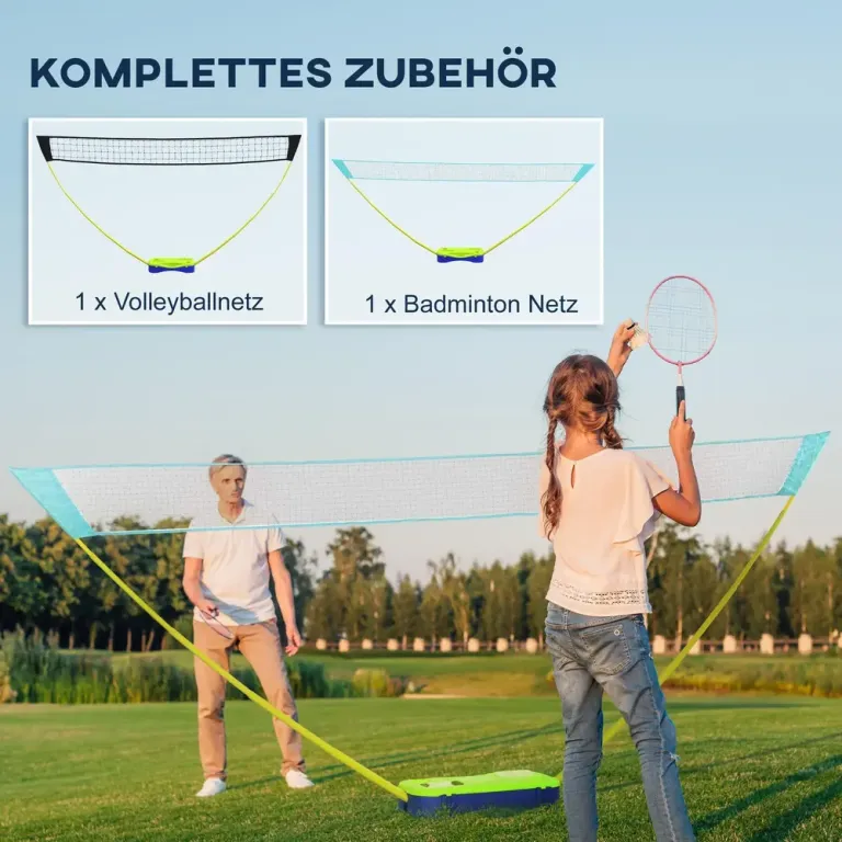 Portabelt Badminton- och Volleybollnät 2-i-1, Svart/Gul