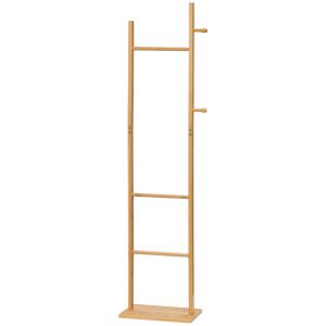 Klädhängare med 2 Krokar och 3 Stänger för Hall och Sovrum Hållbar och Ergonomisk Natur Bambu 36 x 24 x 168 cm