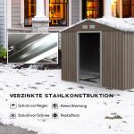 Verktygsbod Trädgårdsbod Ljusbrun av Galvaniserat Stål för Trädgård Väderbeständigt Skjul med Skjutdörr 4,9 m² 277 x 195 x 192 cm