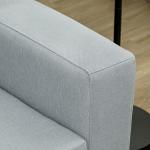 3-sits Soffa med Massiv Träram och Metallben, Ljusgrå