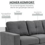 Hörnsoffa L-Form Grå av Linnelook och Trä för Vardagsrum 3-Sits Soffa med Schäslong Modern Design Bekväm 93 x 136 x 85 cm