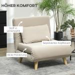 Sovstol Bäddfåtölj Hopfällbar Beige av Sammetslook och Metall för Vardagsrum Relaxstol med Sängfunktion och Kuddar