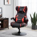 Ergonomisk Gamingstol med Högtalare, Bekväm Datorstol med Bluetooth och Vippfunktion, Inkluderar Nackstöd och Svankkudde, Svart