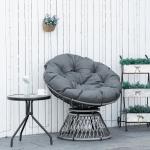 Papasanfåtölj Rotting med Stor Dyna Snurrbar Relaxstol för Inomhus och Utomhus Grå 87 X 97 X 86 Cm