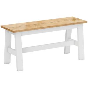Bänk för 2 i Eklook med Stabiliserande Tvärstång för Vardagsrum och Matsal, Vit