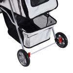 Hundvagn Joggingvagn Silver Polyester och Metall för Husdjur Lätt Hopfällbar och Praktisk