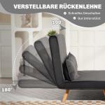 2-sits Bäddsoffa med Justerbart Ryggstöd, Tygklädsel och Metallram, Grå