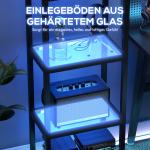 Golvlampa RGB Svart Trä och Glas för Vardagsrum Hylllampa med LED-belysning och Fjärrkontroll Musiksynk Modern Design 160 cm