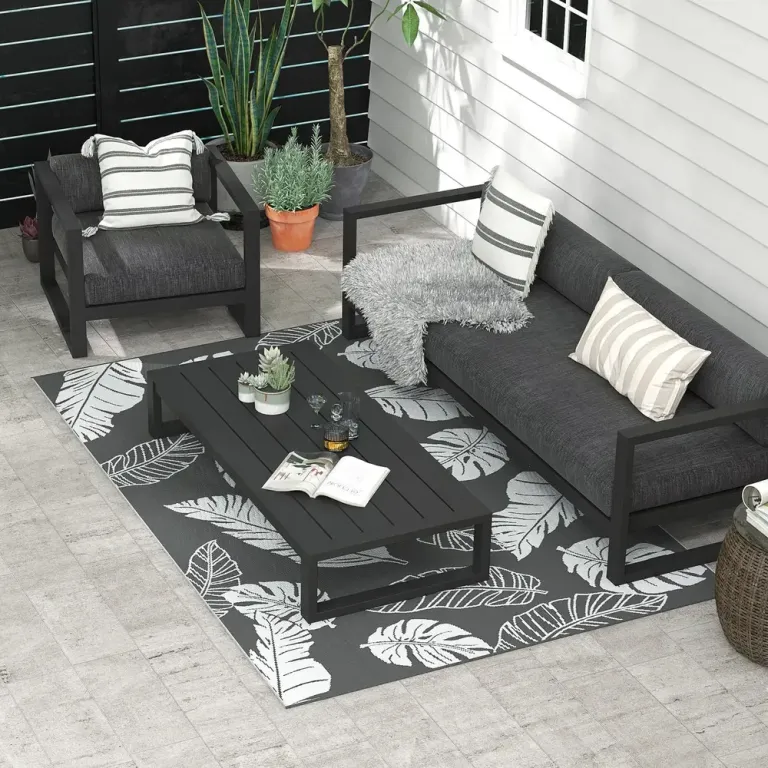 Utomhusmatta Plastmatta Grå Vit av Plast 182 x 274 cm
