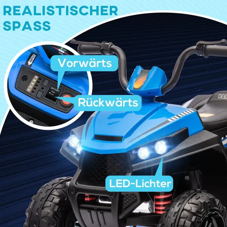 Elektrisk Fyrhjuling Barnbil 12 v Quad med Musik Blå