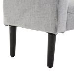 Elegant Sittbänk med Rullade Armstöd, Klädd Bänk i Linnetyg för Hall och Sovrum, Klassisk Design med Träben, Ljusgrå