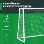 Fotbollsmål med Robust Nät och Markpinnar för Träning och Match för Barn och Vuxna Stabil och Lättmonterad Vit Plast 300 x 120 x 200 cm