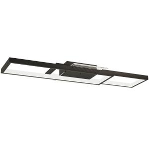 Taklampa LED Dimbar Svart Metall och Akryl för Vardagsrum Platt Takarmatur med Fjärrkontroll och Justerbart Ljus 70x30x7 cm 43W