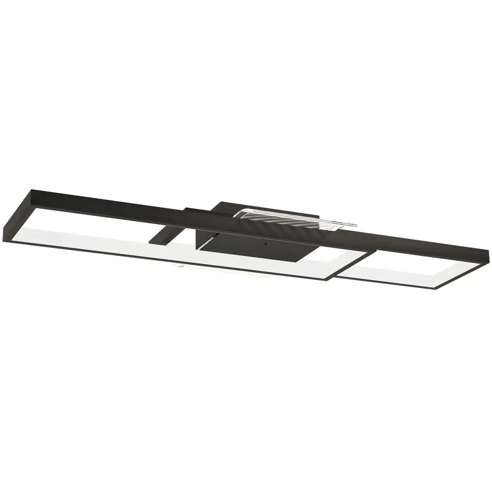 Taklampa LED Dimbar Svart Metall och Akryl Platt 70x30x7 Cm