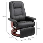 Relaxstol TV-Stol Vilstol med Fotstöd Konstläder 360° Snurrstol 145° Lutbar Svart 78 X 87 X 100 Cm