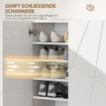 Skoskåp med 2 Dörrar, Skoförvaring med 3 Justerbara Hyllor, Vit, 72x31,5x95 cm